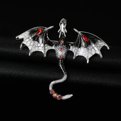 Enamel Dragon Brooches - Mythical Pieces Grey
