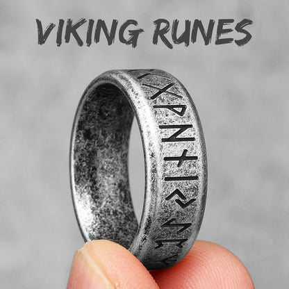 Vintage Edition - Viking Runes Celtic Knot Rings - Mythical Pieces 11 / R1002-Vintage Silver