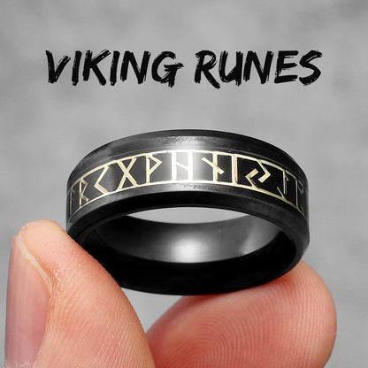 Black Edition - Viking Runes Celtic Knot Rings - Mythical Pieces 11 / R1023-Black