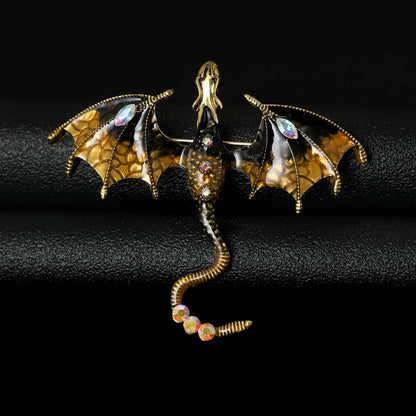 Enamel Dragon Brooches - Mythical Pieces Brown