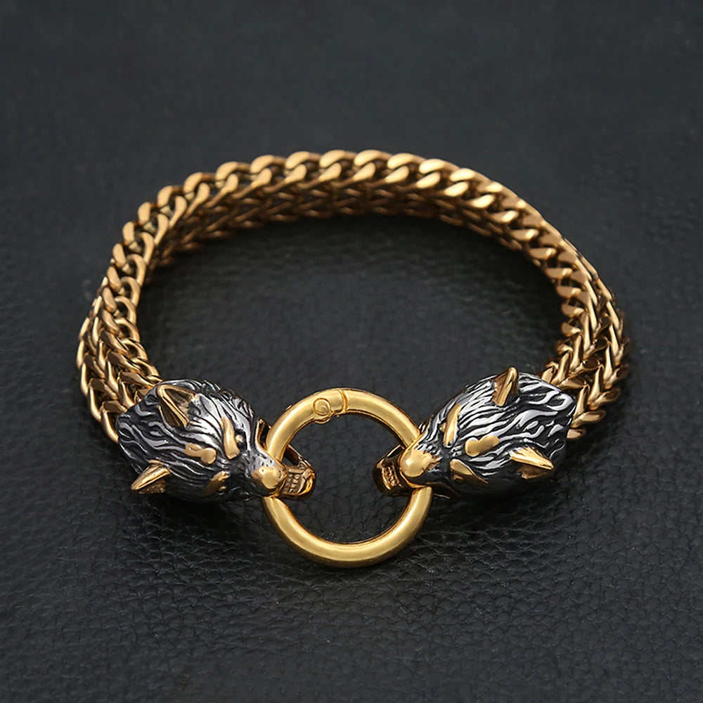 Fenrir's Bite Wolf Bracelets - Mythical Pieces Gold (No box) / 19cm (7.5")
