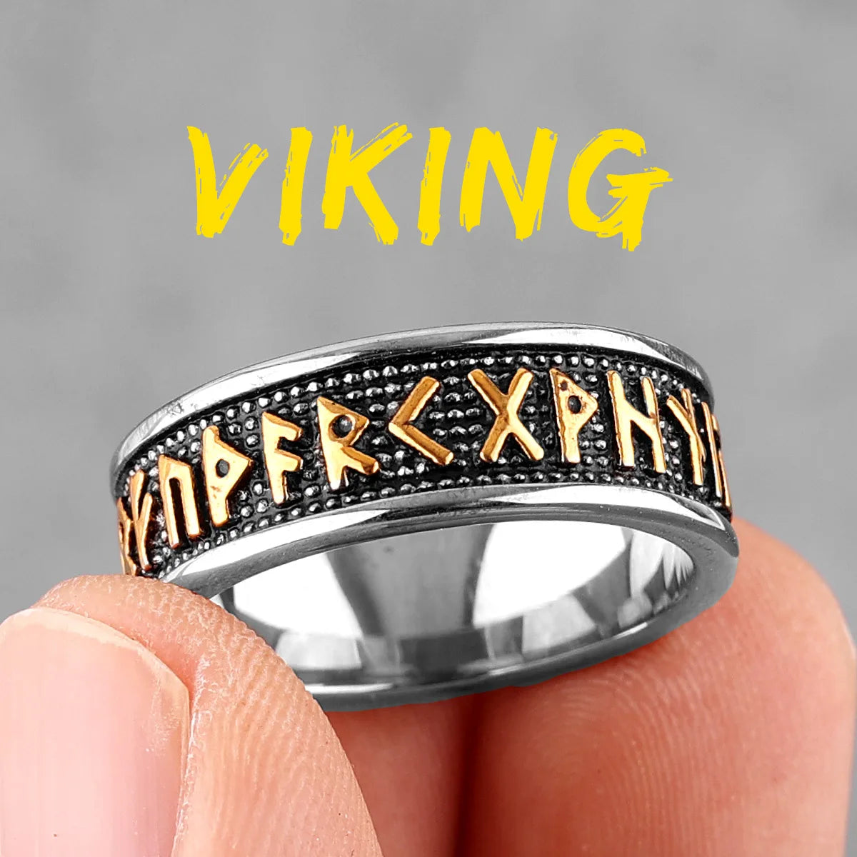 Gold &Silver Edition - Viking Runes Celtic Knot Rings - Mythical Pieces 11 / R1024-Gold