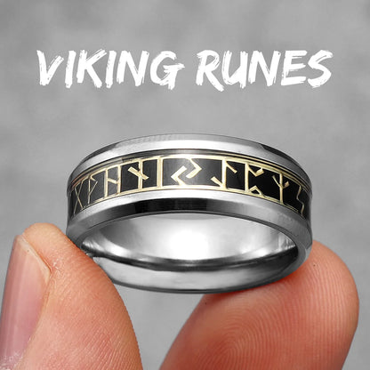 Gold &Silver Edition - Viking Runes Celtic Knot Rings - Mythical Pieces 11 / R1023-Silver