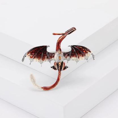 Enamel Dragon Brooches - Mythical Pieces Brown Wyvern
