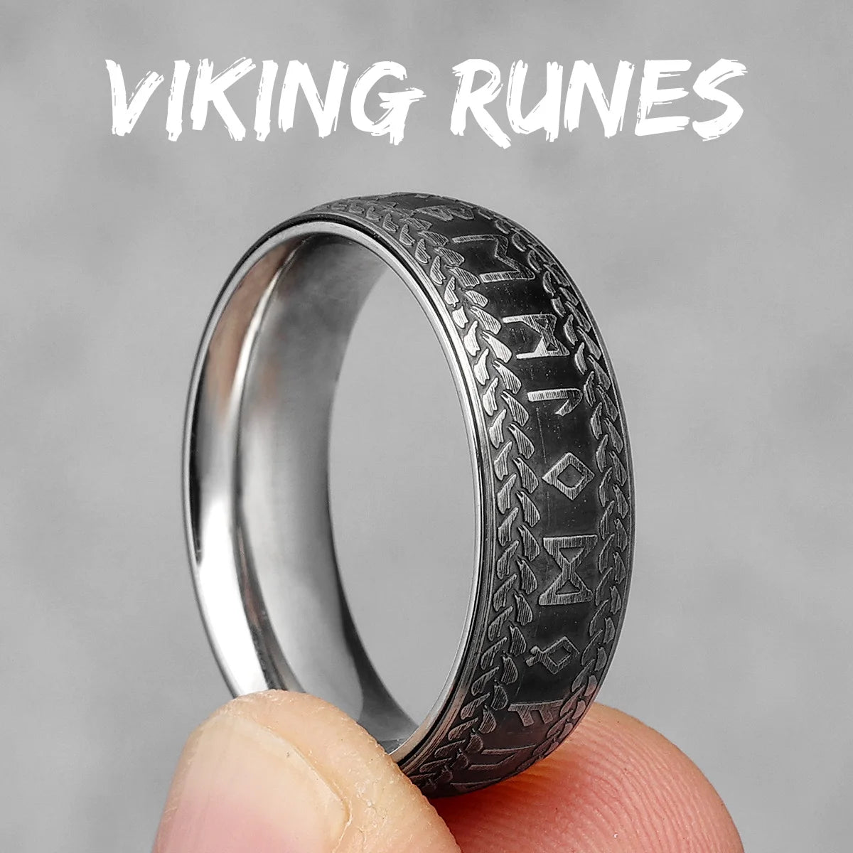 Gold &Silver Edition - Viking Runes Celtic Knot Rings - Mythical Pieces 11 / R1020-Silver