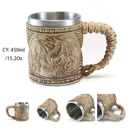 Viking Skull Tankard Mug - Mythical Pieces Fossil Dragon / 450ml / CHINA