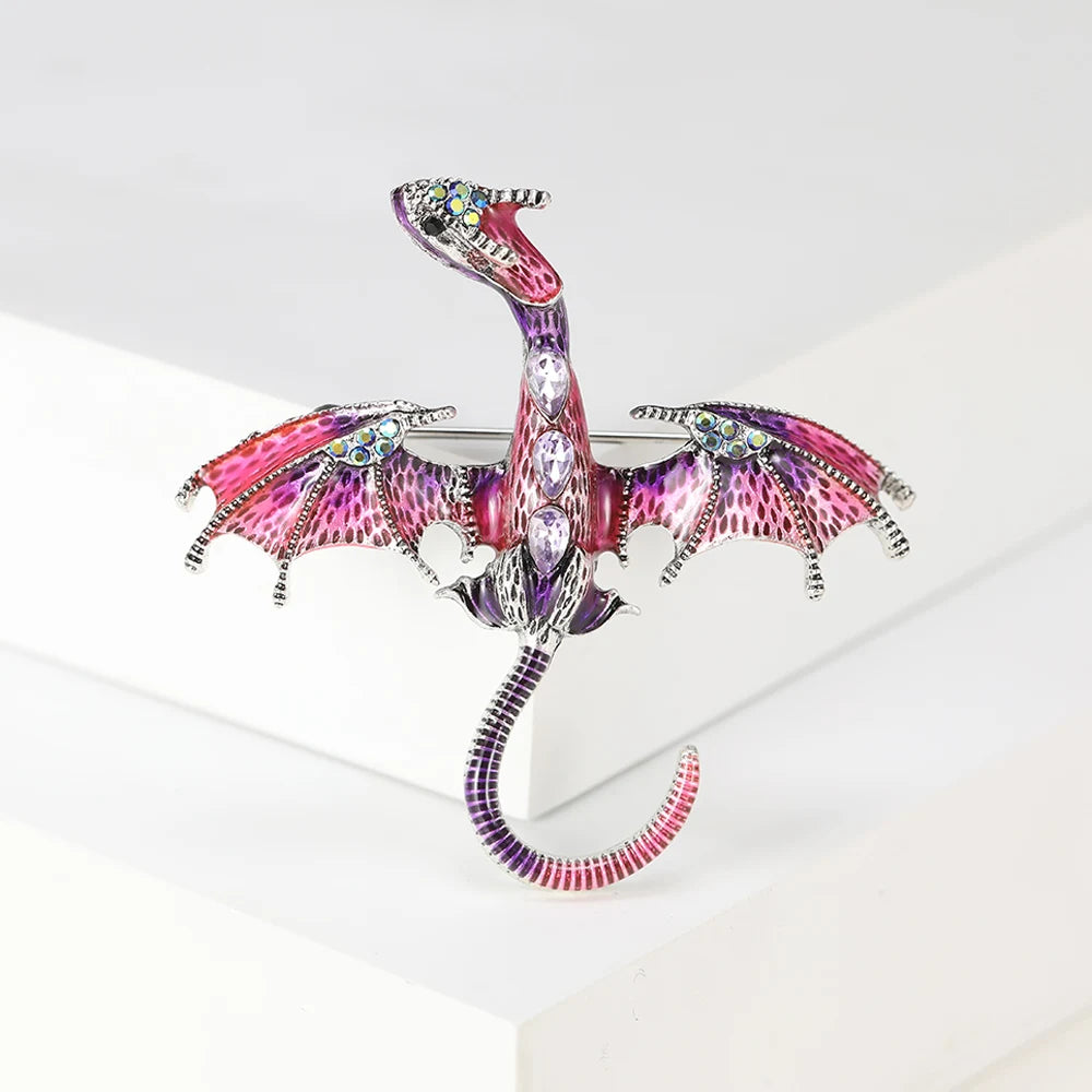 Enamel Dragon Brooches - Mythical Pieces Purple Amphiptere