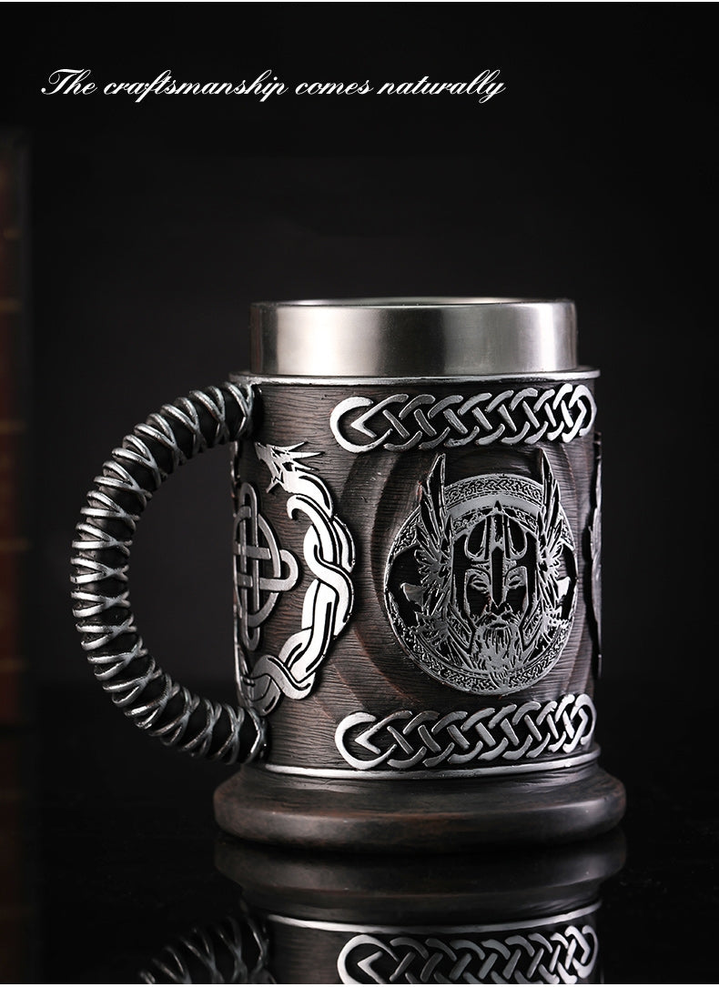 Viking Wooden Barrel Tankard Mug