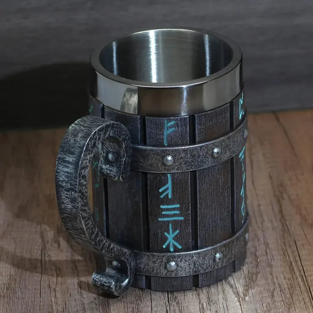 Nordic Rune Barrel Tankard Mug - Mythical Pieces