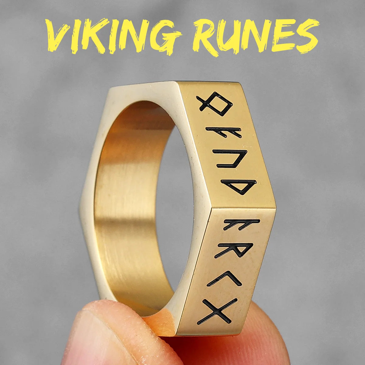 Gold &Silver Edition - Viking Runes Celtic Knot Rings - Mythical Pieces 11 / R1001-Gold