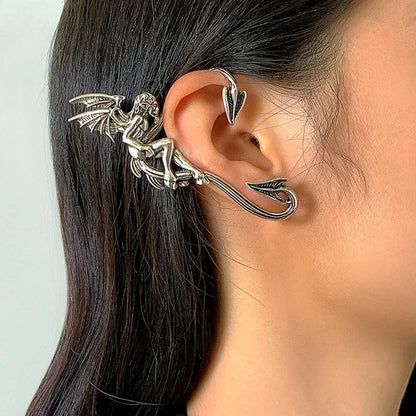 Mythical Retro Dragon Earrings - Mythical Pieces 12 right ear