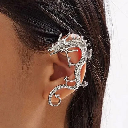 Mythical Retro Dragon Earrings - Mythical Pieces 04 left ear