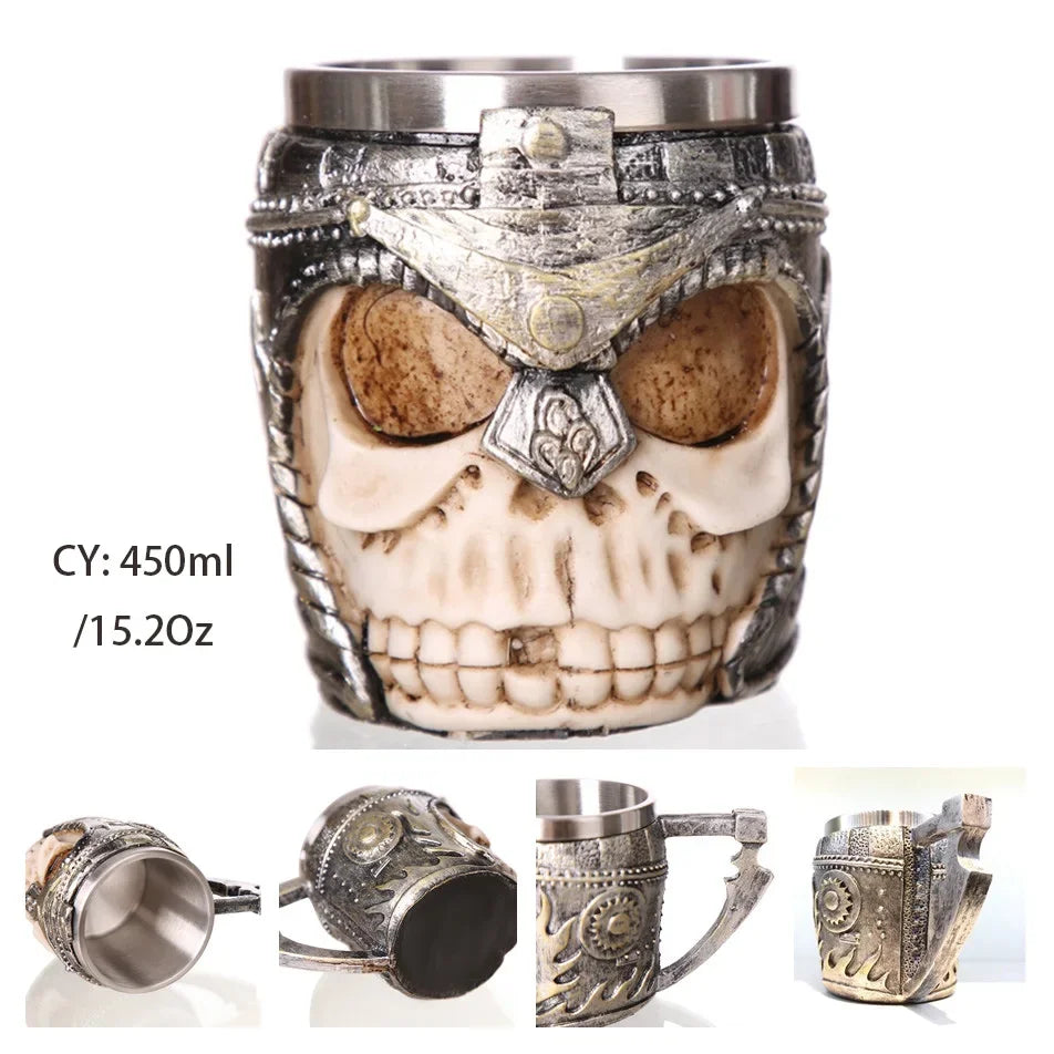 Viking Skull Tankard Mug - Mythical Pieces Helmet Knight / 450ml / CHINA