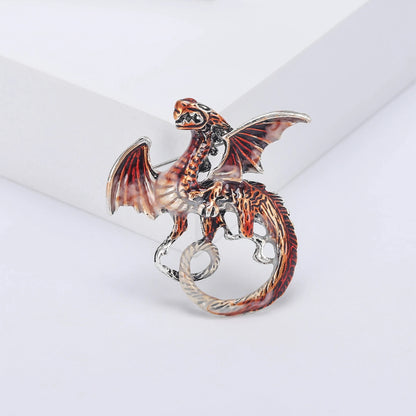 Enamel Dragon Brooches - Mythical Pieces Brown Dragonnette