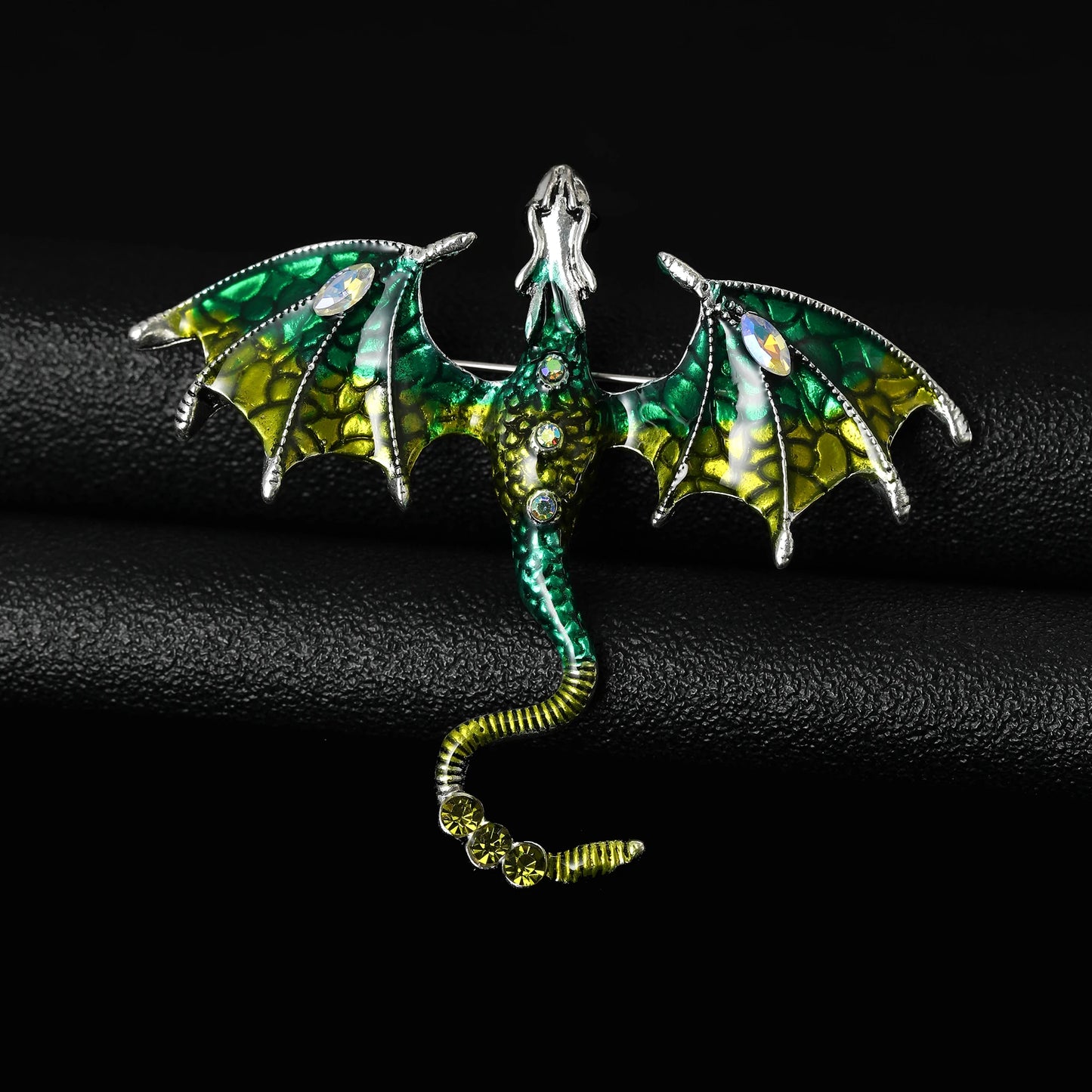 Enamel Dragon Brooches - Mythical Pieces Green