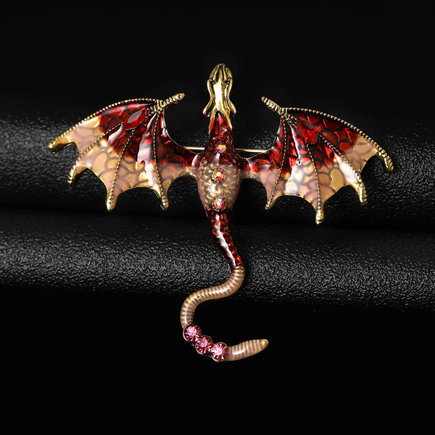 Enamel Dragon Brooches - Mythical Pieces Red