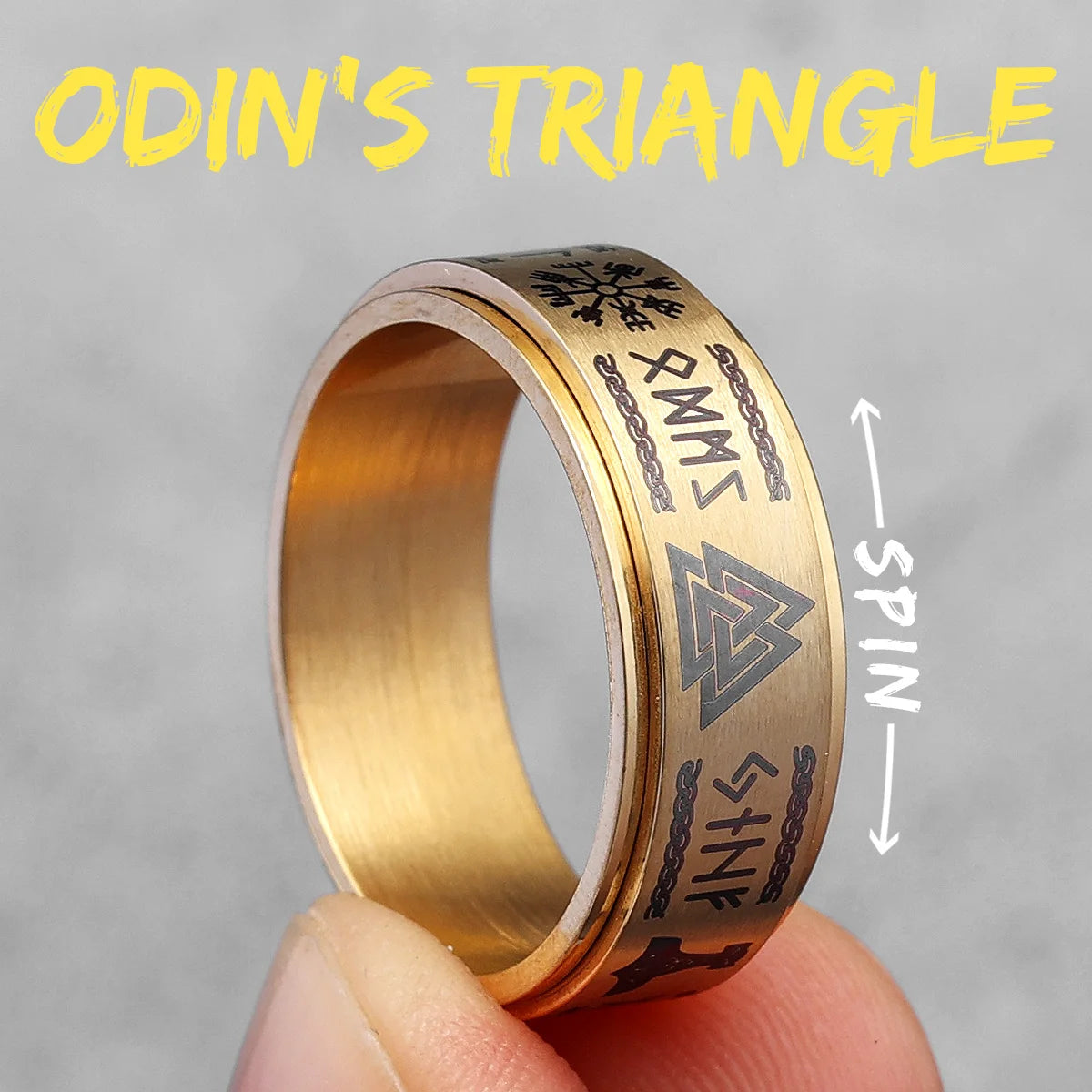 Gold &Silver Edition - Viking Runes Celtic Knot Rings - Mythical Pieces 11 / R1010-Gold