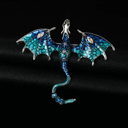 Enamel Dragon Brooches - Mythical Pieces Blue