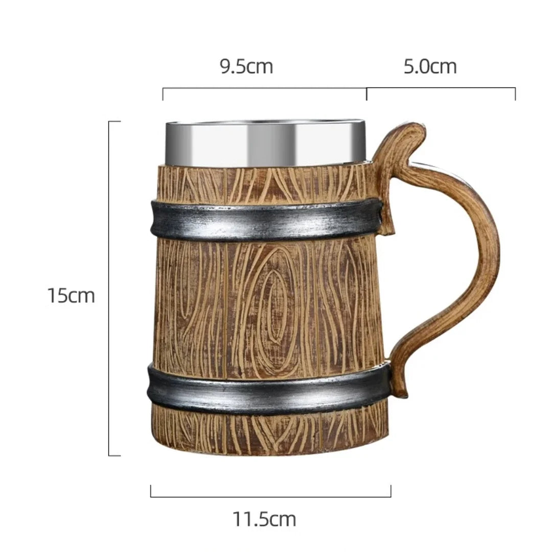 Viking Wooden Barrel Tankard Mug - Mythical Pieces Light Wooden / 20oz