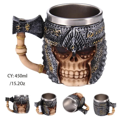Viking Skull Tankard Mug - Mythical Pieces Axe Knight / 450ml / CHINA