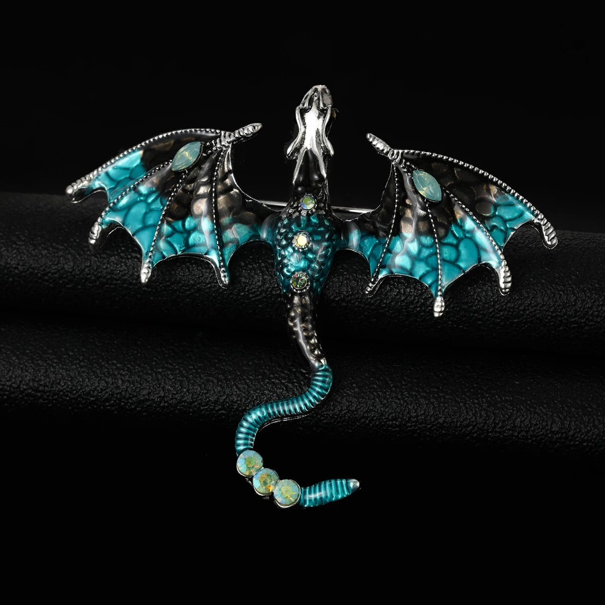 Enamel Dragon Brooches - Mythical Pieces Black