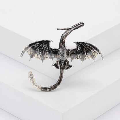 Enamel Dragon Brooches - Mythical Pieces Black Wyvern
