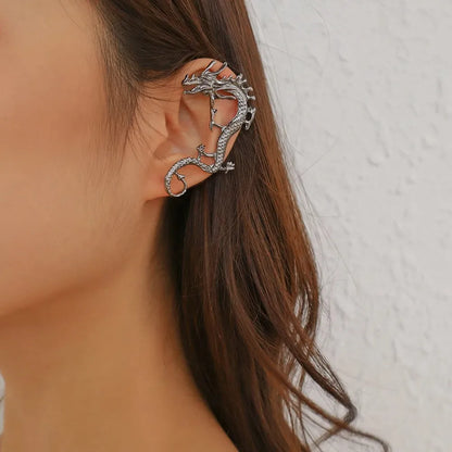 Mythical Retro Dragon Earrings - Mythical Pieces 06 left ear