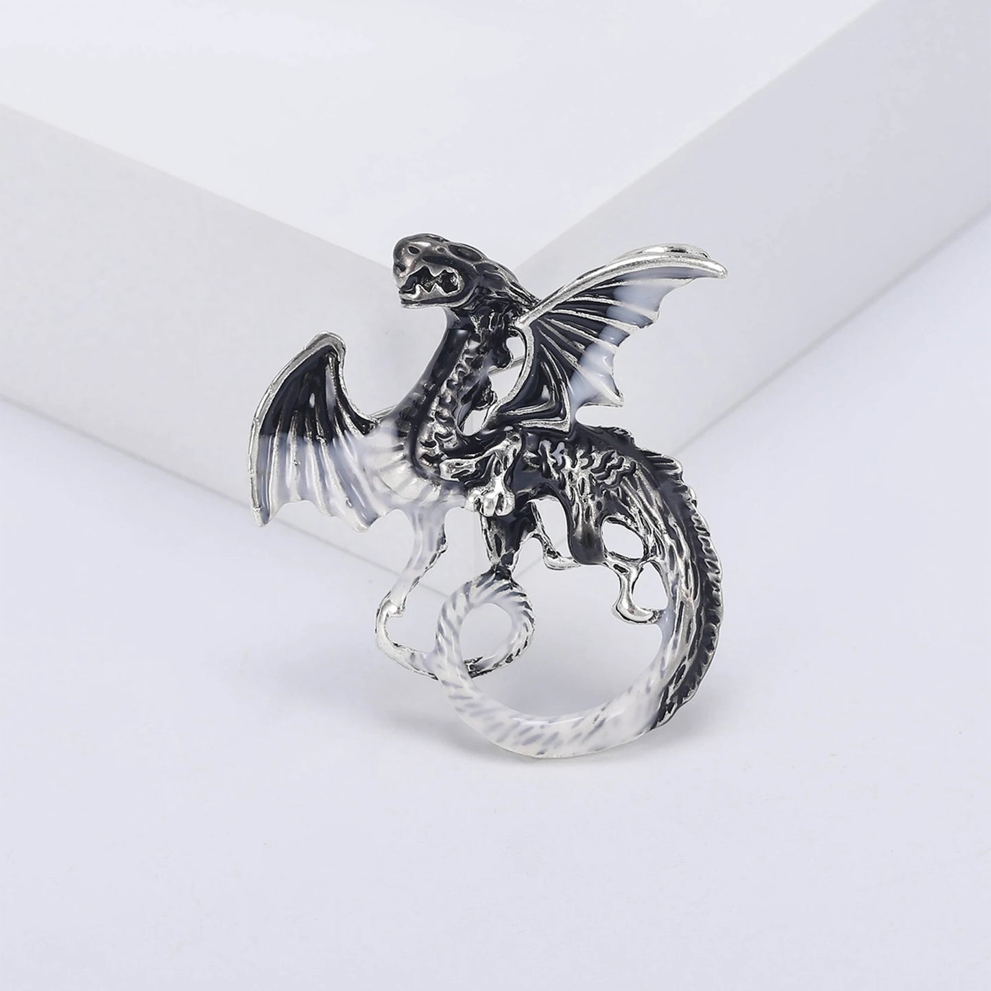 Enamel Dragon Brooches - Mythical Pieces Black Dragonnette