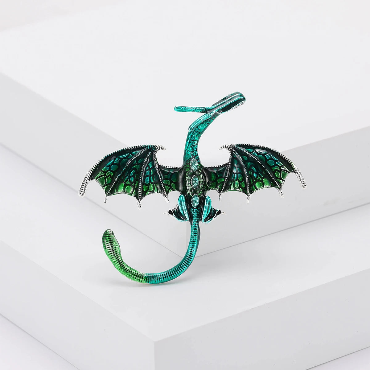 Enamel Dragon Brooches - Mythical Pieces Green Wyvern
