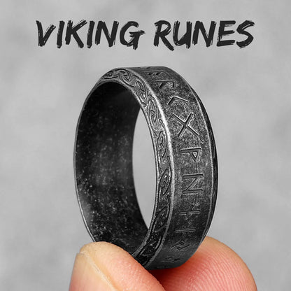 Vintage Edition - Viking Runes Celtic Knot Rings - Mythical Pieces 11 / R1012-Vintage Black