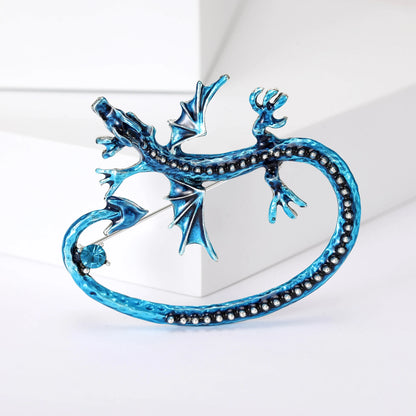 Enamel Dragon Brooches - Mythical Pieces Blue Asian Dragon