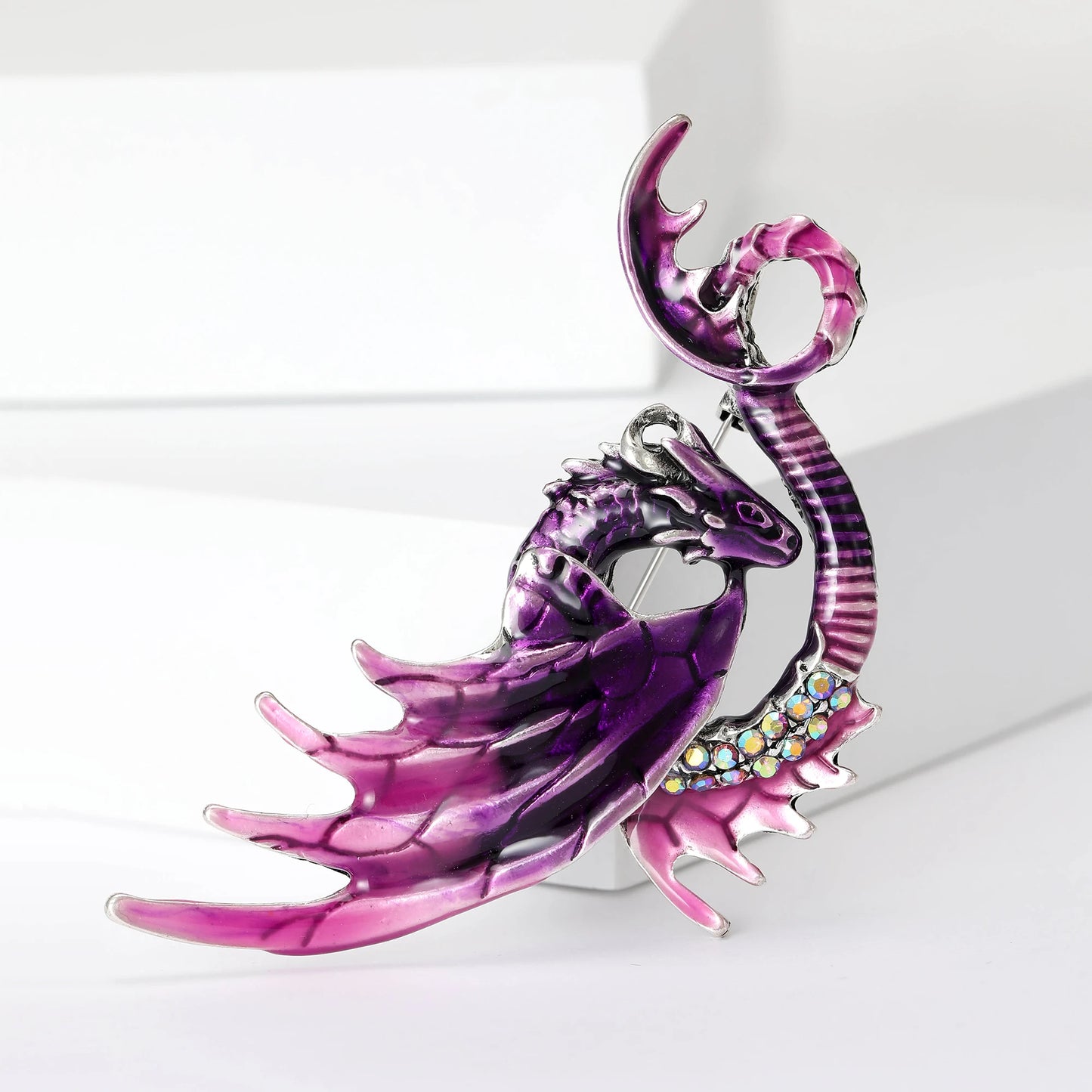 Enamel Dragon Brooches - Mythical Pieces Purple Coatyl