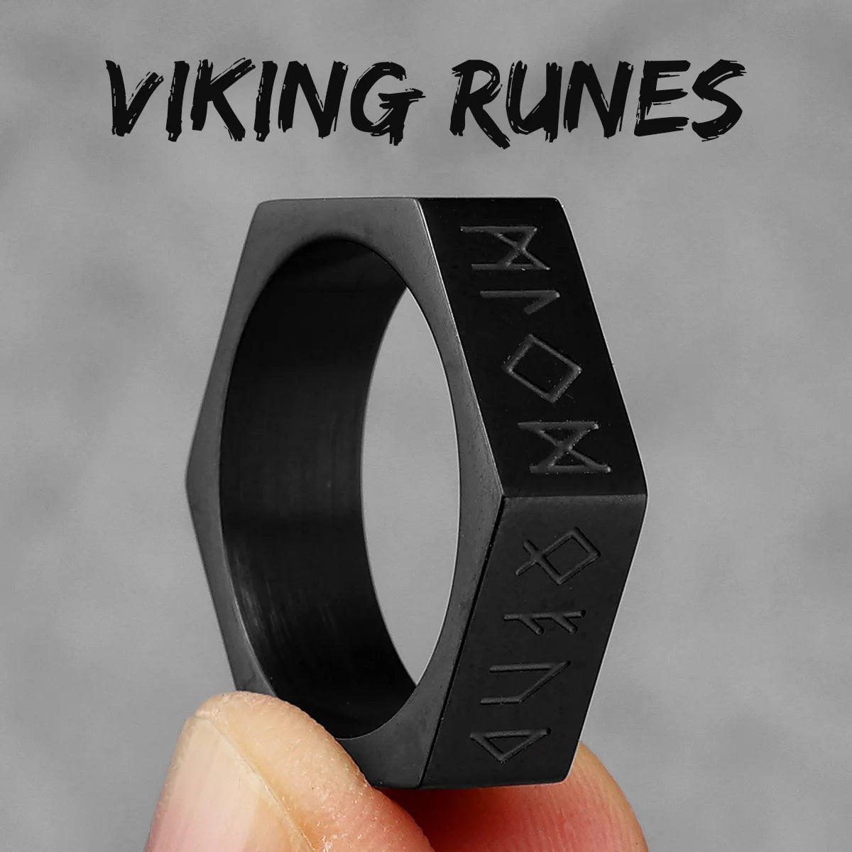 Black Edition - Viking Runes Celtic Knot Rings - Mythical Pieces 11 / R1001-Black