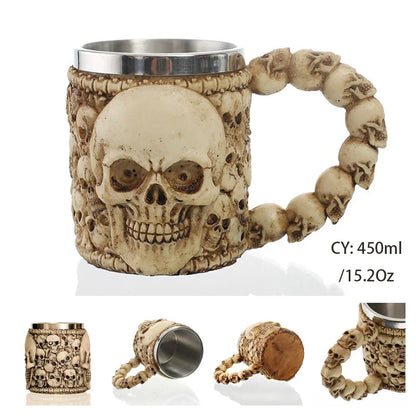 Viking Skull Tankard Mug - Mythical Pieces Ancient Cemetery / 450ml / CHINA