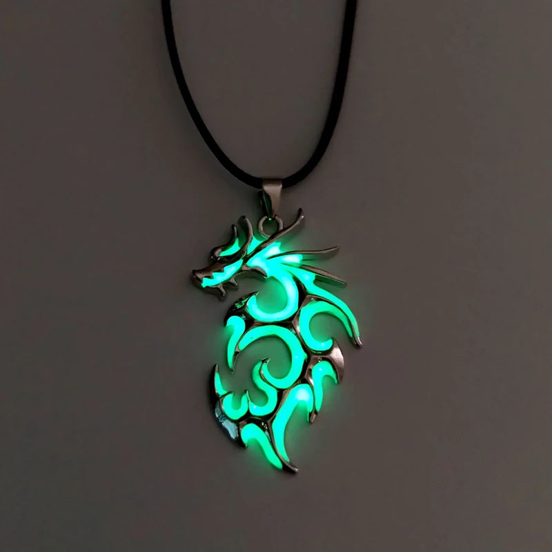 Luminous Dragon Pendant Necklace - Mythical Pieces Green