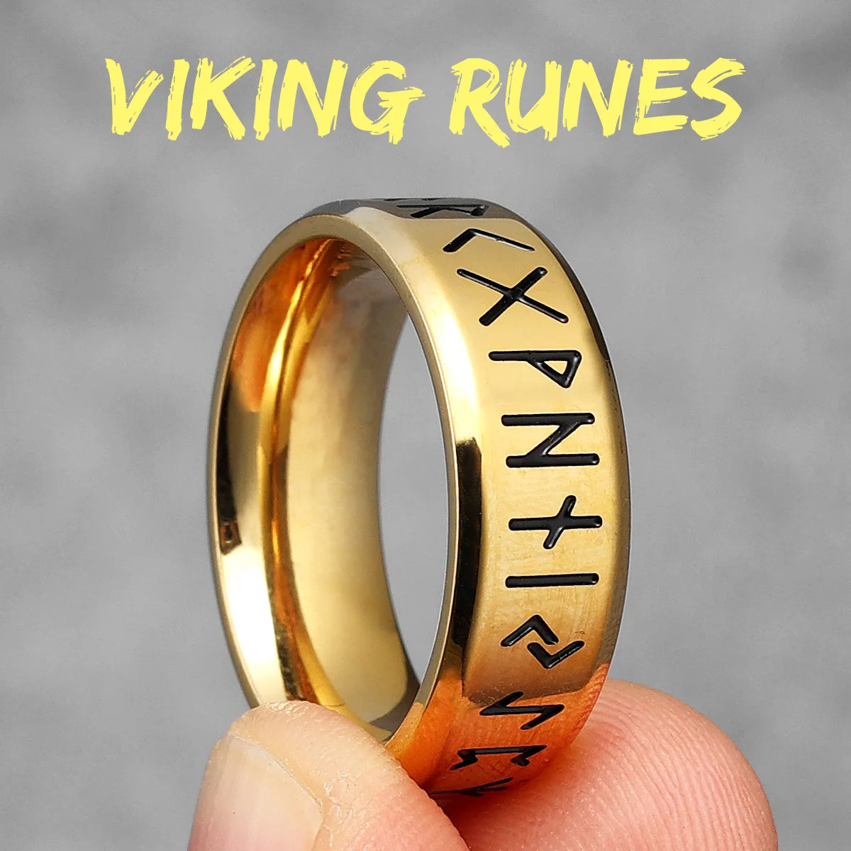 Gold &Silver Edition - Viking Runes Celtic Knot Rings - Mythical Pieces 11 / R1002-Gold