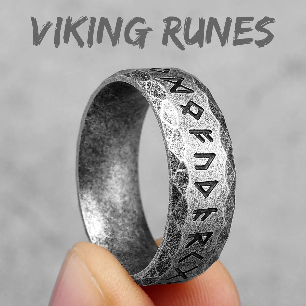 Vintage Edition - Viking Runes Celtic Knot Rings - Mythical Pieces 11 / R1003-Vintage Silver