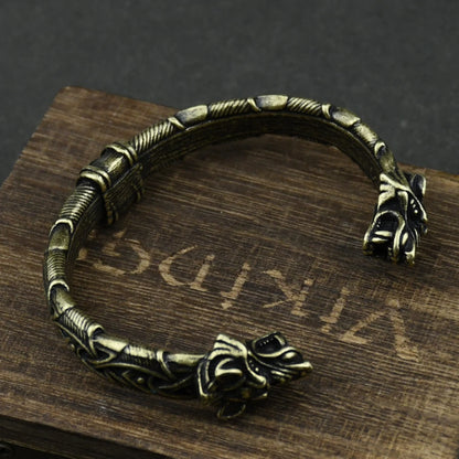 Norse Wolf Viking Bracelet Cuff - Mythical Pieces Antique Bronze