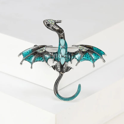 Enamel Dragon Brooches - Mythical Pieces Blue Amphiptere