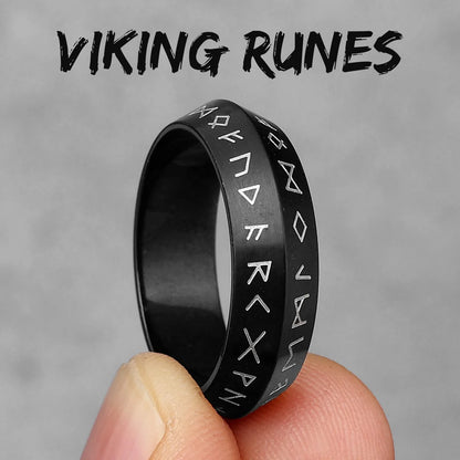 Black Edition - Viking Runes Celtic Knot Rings - Mythical Pieces 11 / R1018-Black