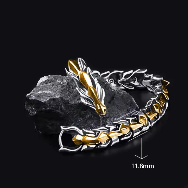 Dragon Head Punk Bracelet - Mythical Pieces Gold & Silver / 19cm(7.5inch)