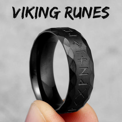 Black Edition - Viking Runes Celtic Knot Rings - Mythical Pieces 11 / R1003-Black