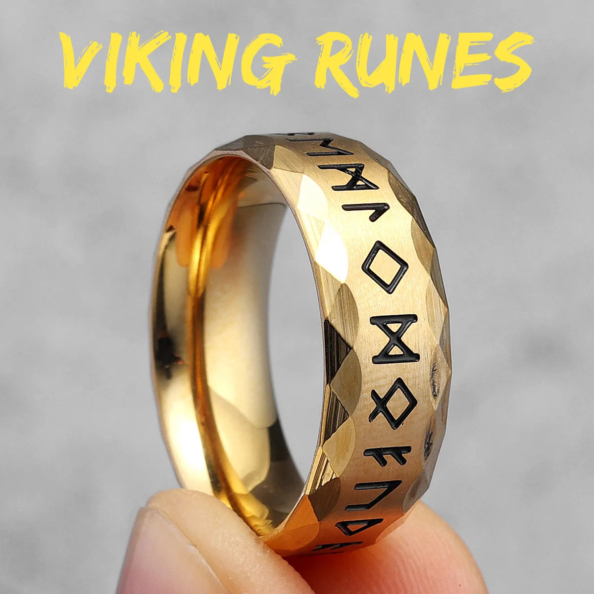 Gold &Silver Edition - Viking Runes Celtic Knot Rings - Mythical Pieces 11 / R1003-Gold