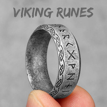 Gold &Silver Edition - Viking Runes Celtic Knot Rings - Mythical Pieces 11 / R1012-Silver