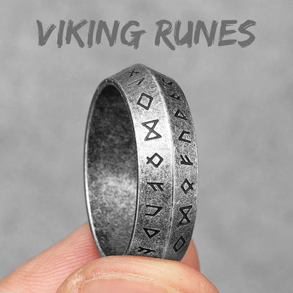 Vintage Edition - Viking Runes Celtic Knot Rings - Mythical Pieces 11 / R1018-Vintage Silver