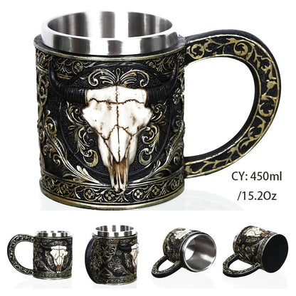 Viking Skull Tankard Mug - Mythical Pieces Oxhead / 450ml / CHINA