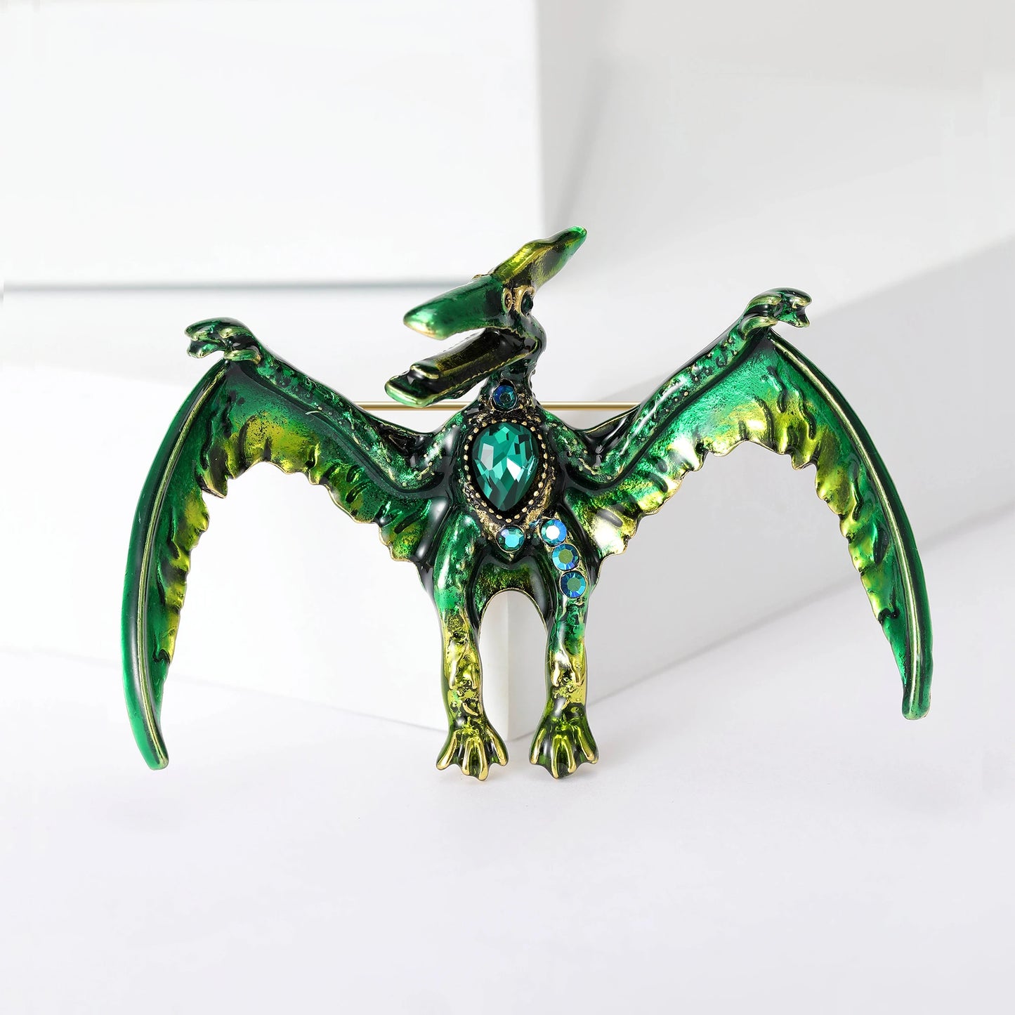 Enamel Dragon Brooches - Mythical Pieces Green Dragon