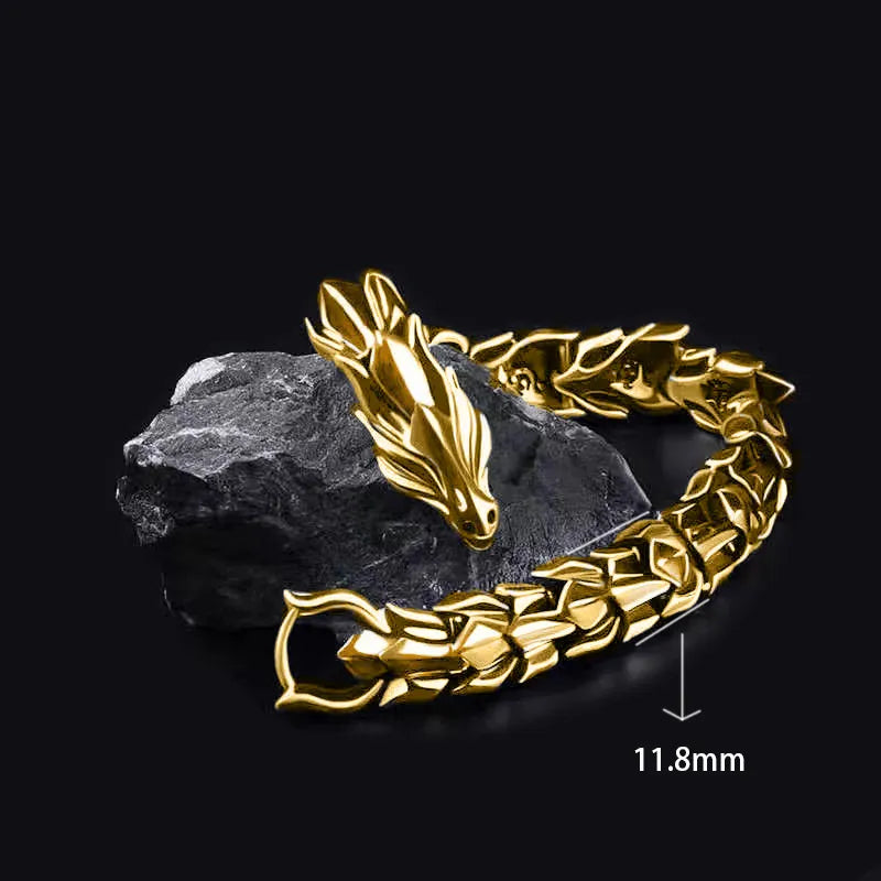 Dragon Head Punk Bracelet - Mythical Pieces Gold / 19cm(7.5inch)