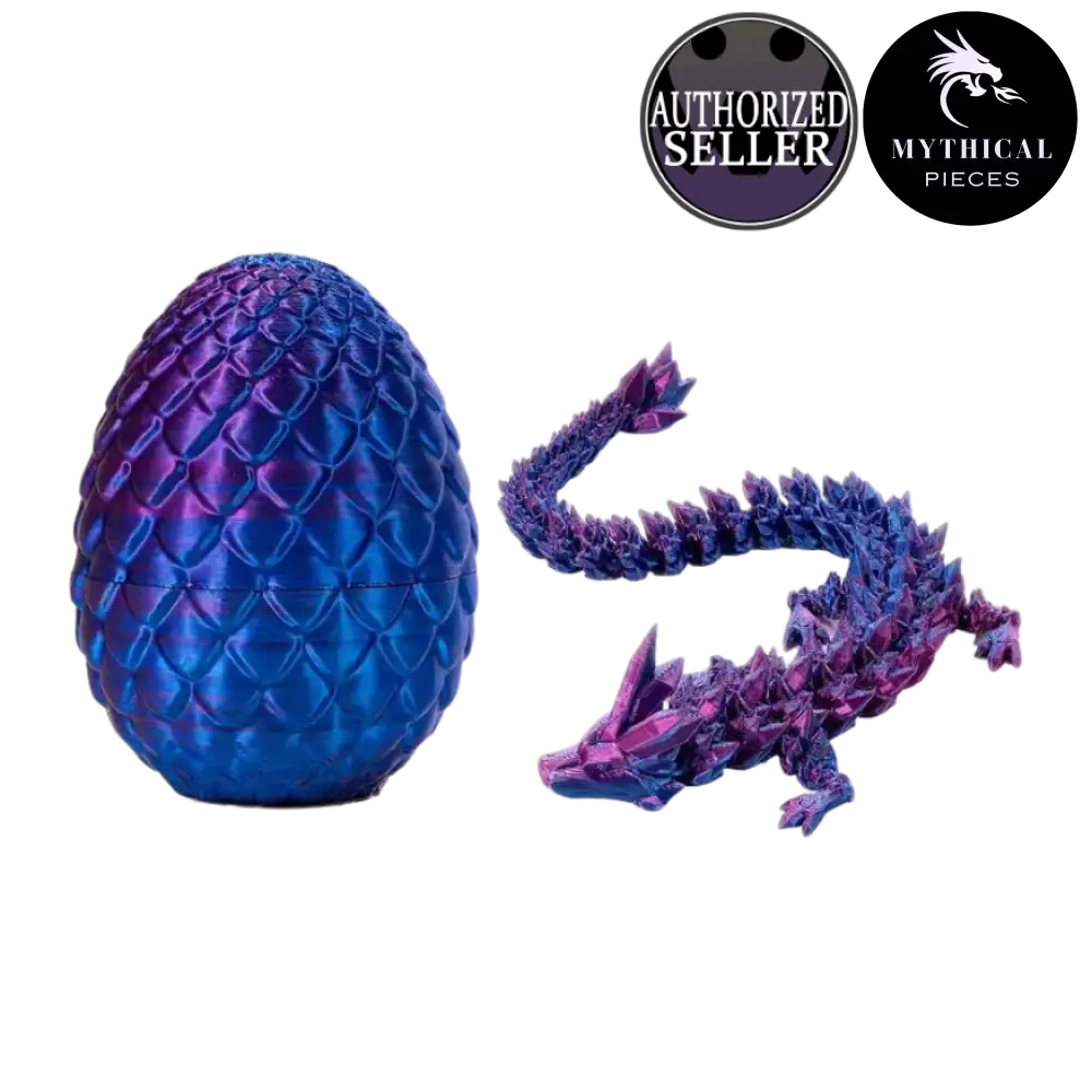 Mythical 3D Dragon - Mythical Pieces Egg Set (Available in 12inch Dragon + Egg) / Laser Purple / Small - 12"(30cm)