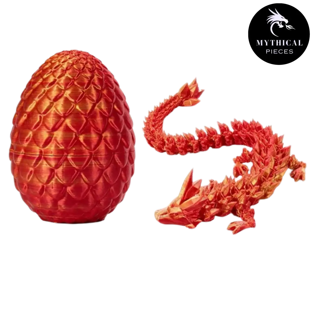 Mythical 3D Dragon - Mythical Pieces Egg Set (Available in 12inch Dragon + Egg) / Laser Red / Small - 12"(30cm)